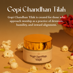 Deiveegaa Gopi Chandhan Tilak 50 g jar displayed on a warm floral background