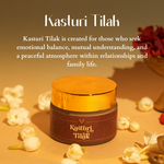 Deiveegaa Kasturi Tilak 50 g jar displayed on a warm floral background